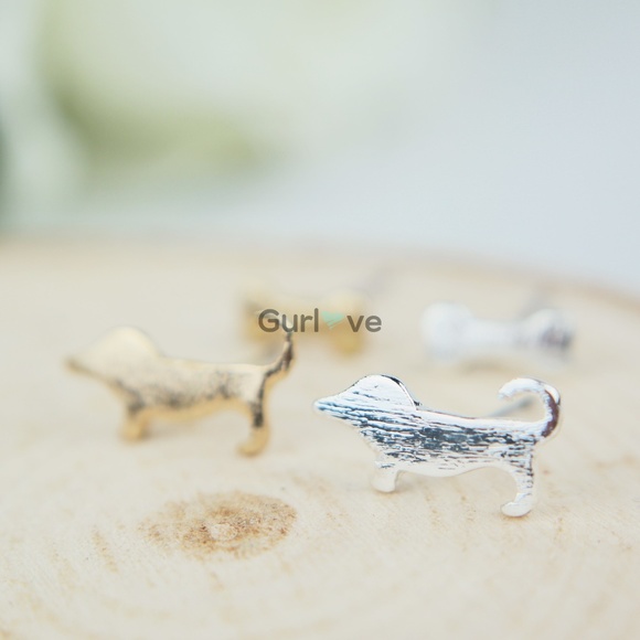 Dog Bone Stud Earrings - Picture 2 of 4